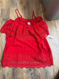 Red Lace Trimmed Top