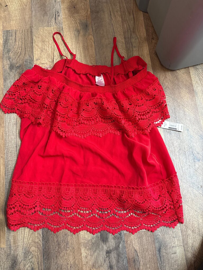 Red Lace Trimmed Top