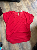 Red Women's Shirt with Keyhole Design