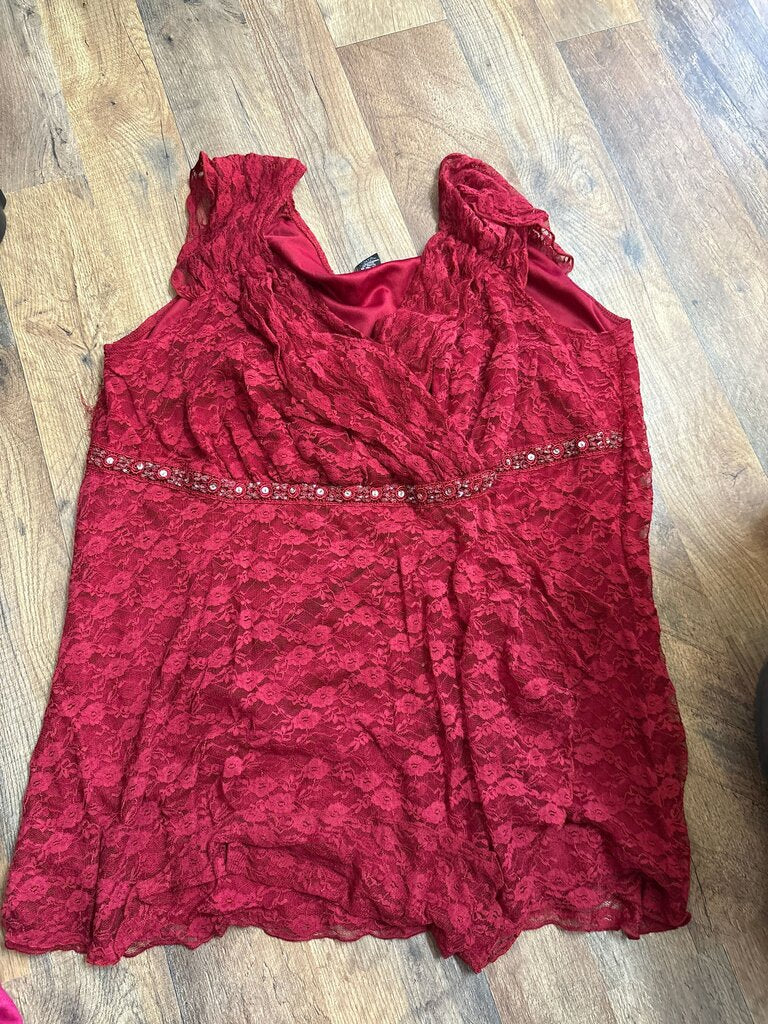 Fashion Bug Red Lace Top