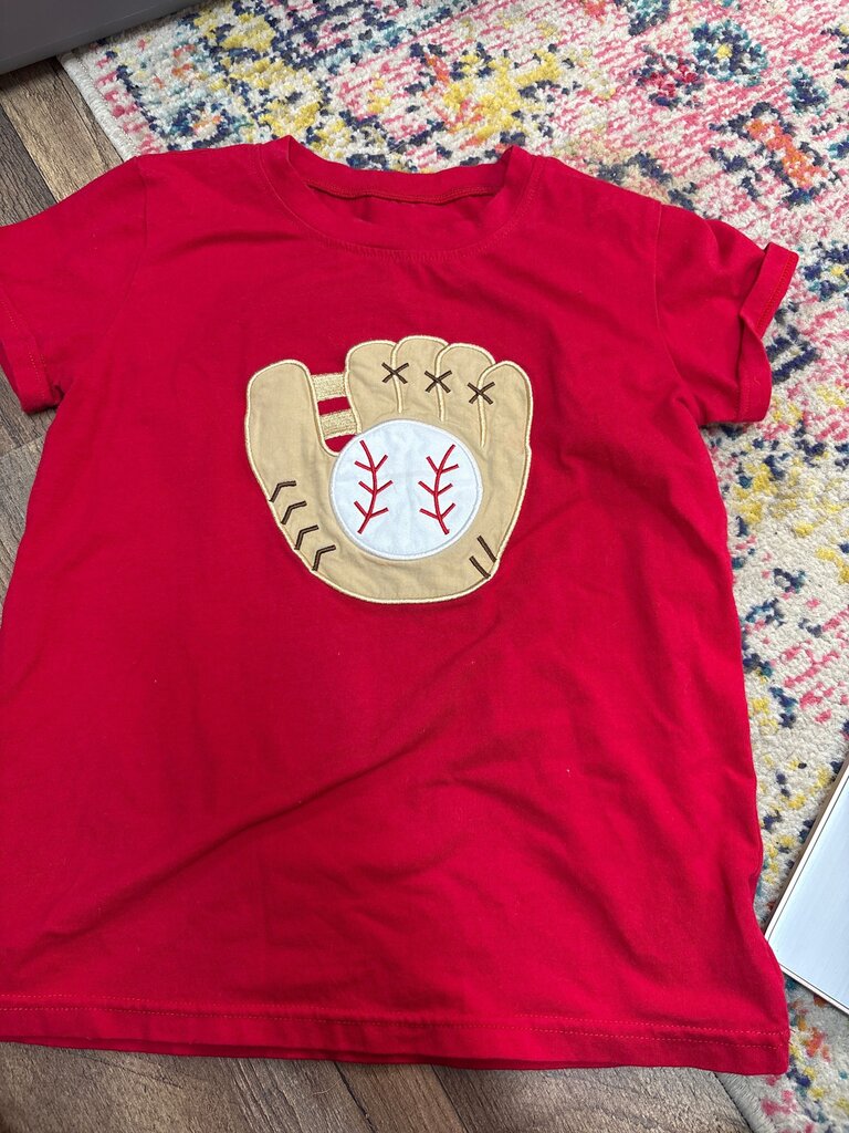 Boys Red Baseball Glove Tee Shirt