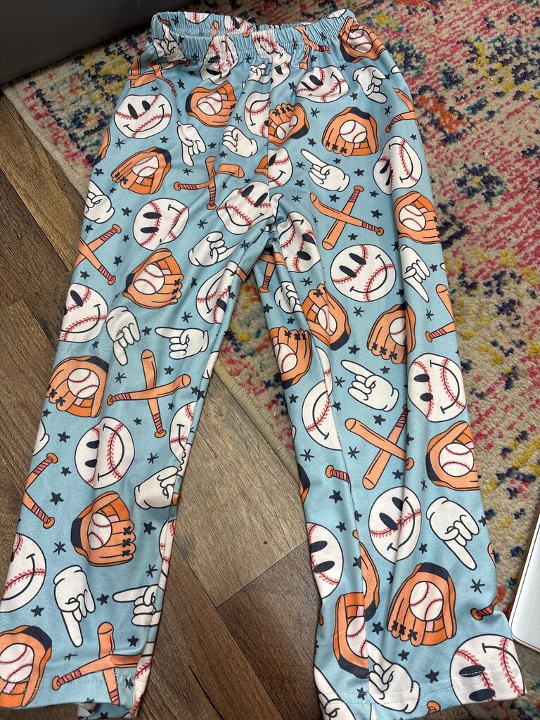 Baseball Print Kids Pajama Pants