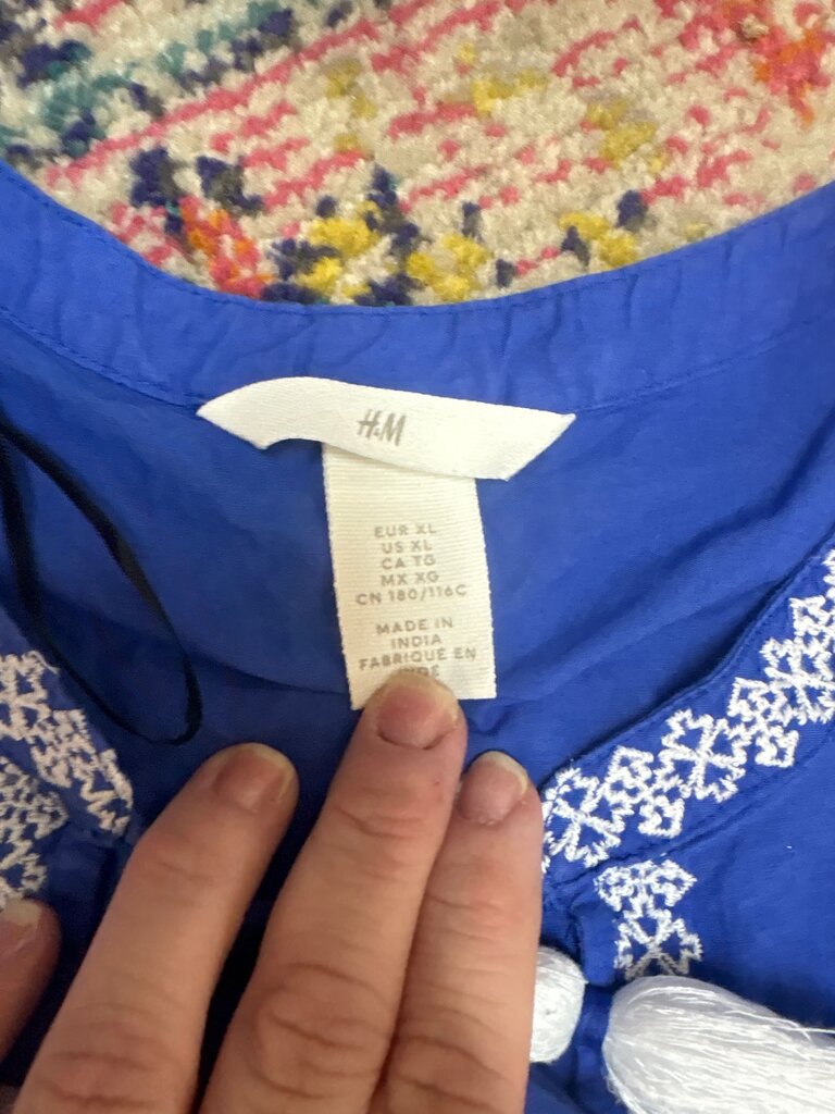 H&M Blue Embroidered Tunic Top