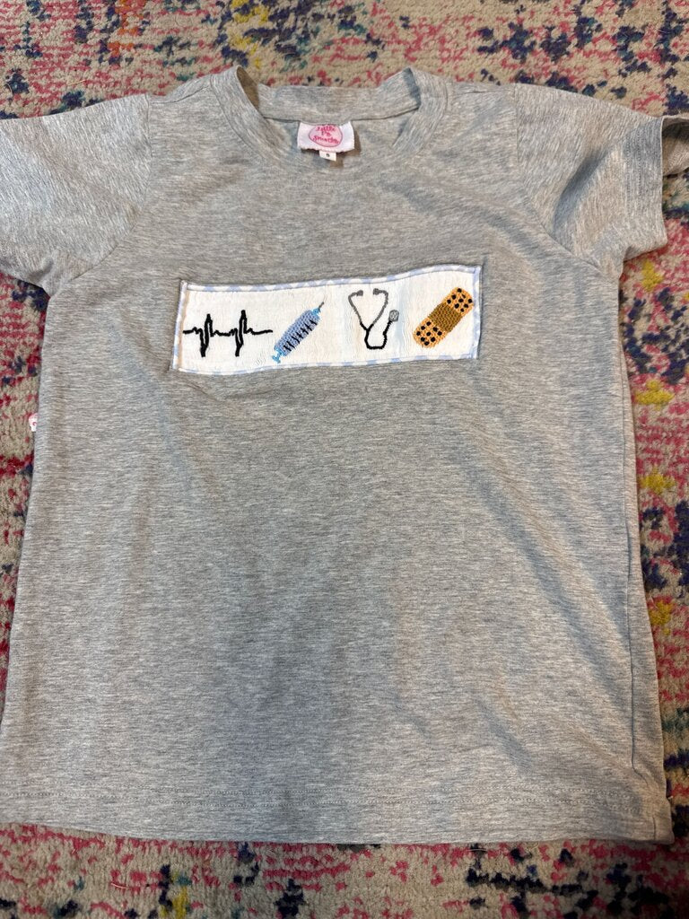Little P's Smocks Pediatric Nurse Themed Gray T-Shirt
