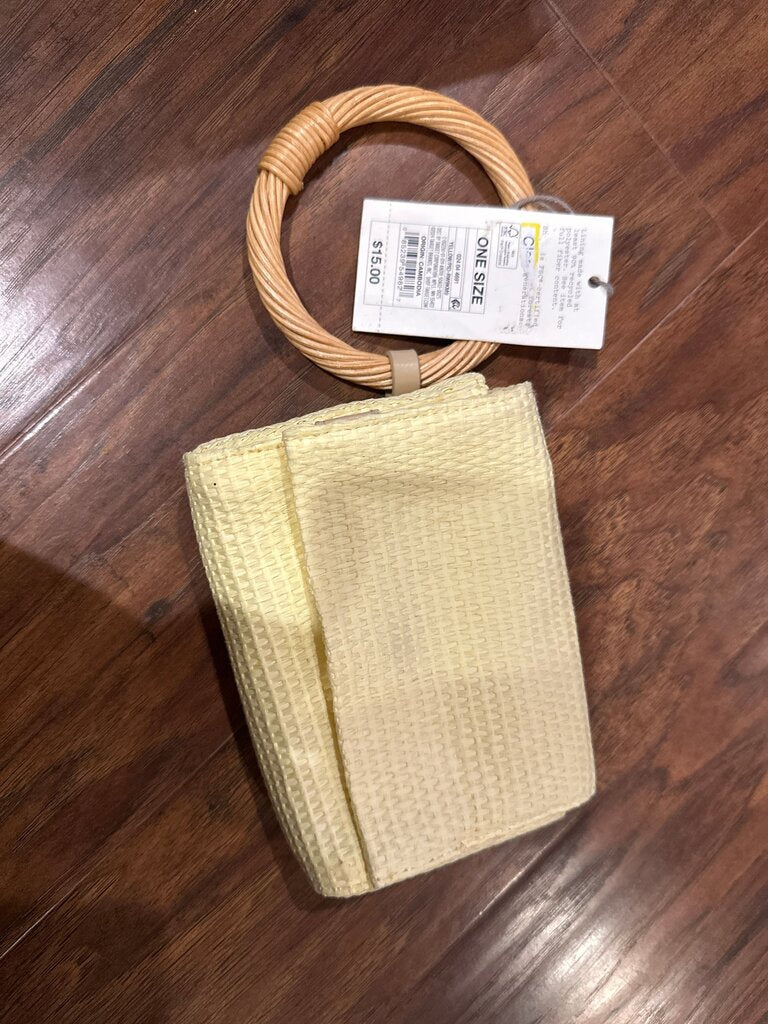 Yellow Woven Handbag with Circular Handle
