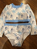 Blue Cartoon Character Long Sleeve Swimsuit Set