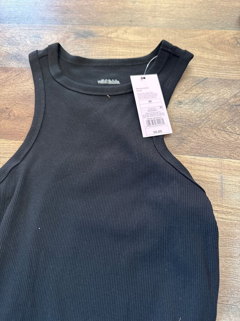 Wild Fable Women's Black Ribbed Tank Top