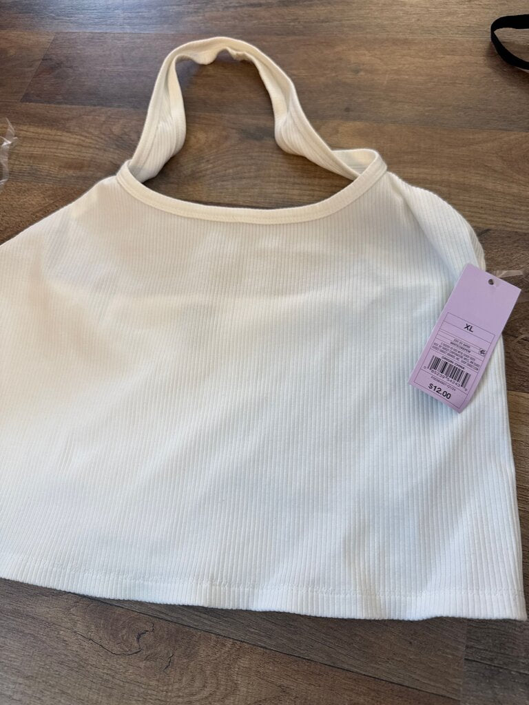 White Ribbed Crop Top