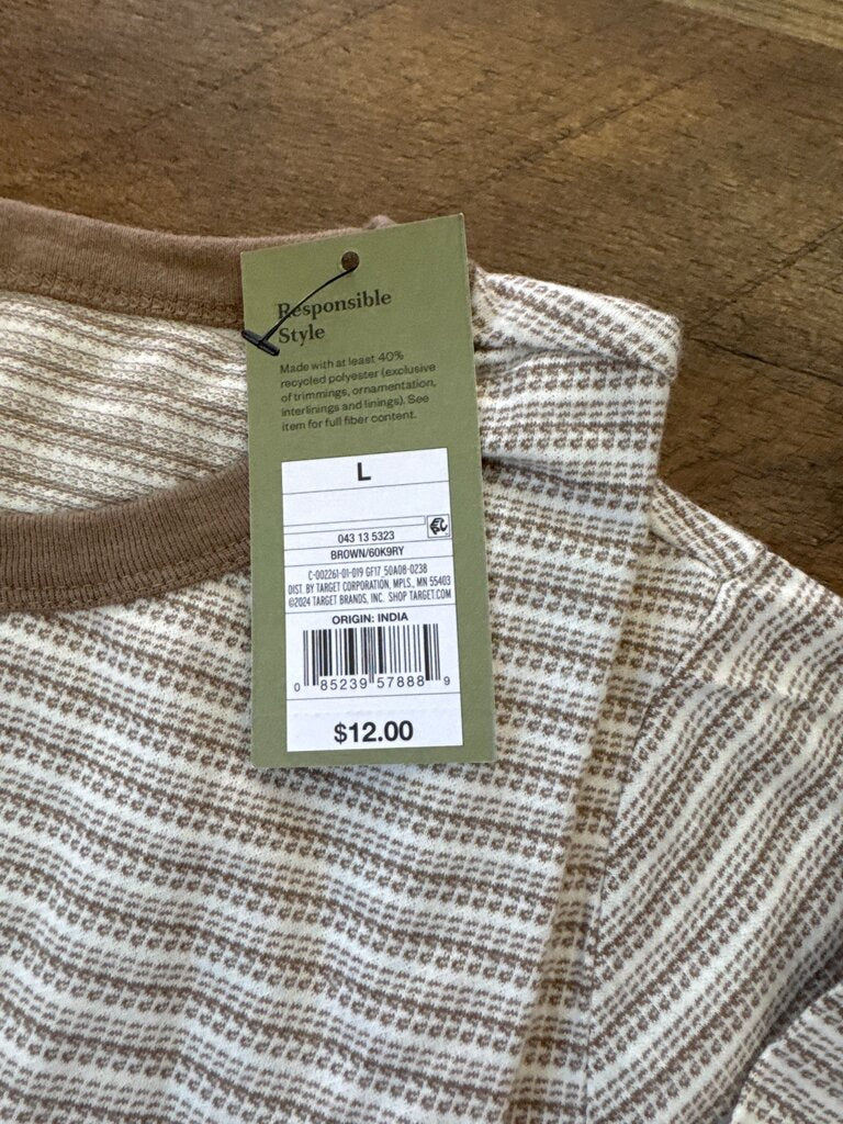 Brown Striped Short Sleeve T-shirt