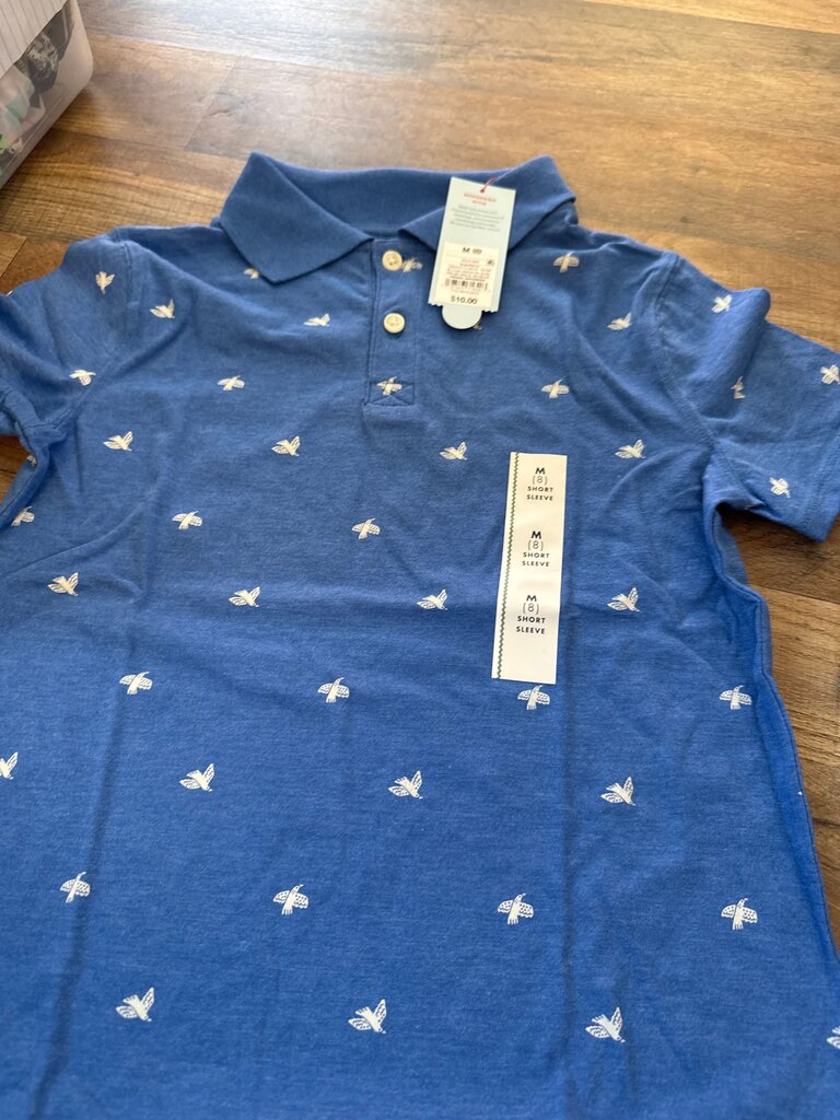 Boys' Short Sleeve Polo Shirt with Butterfly Print