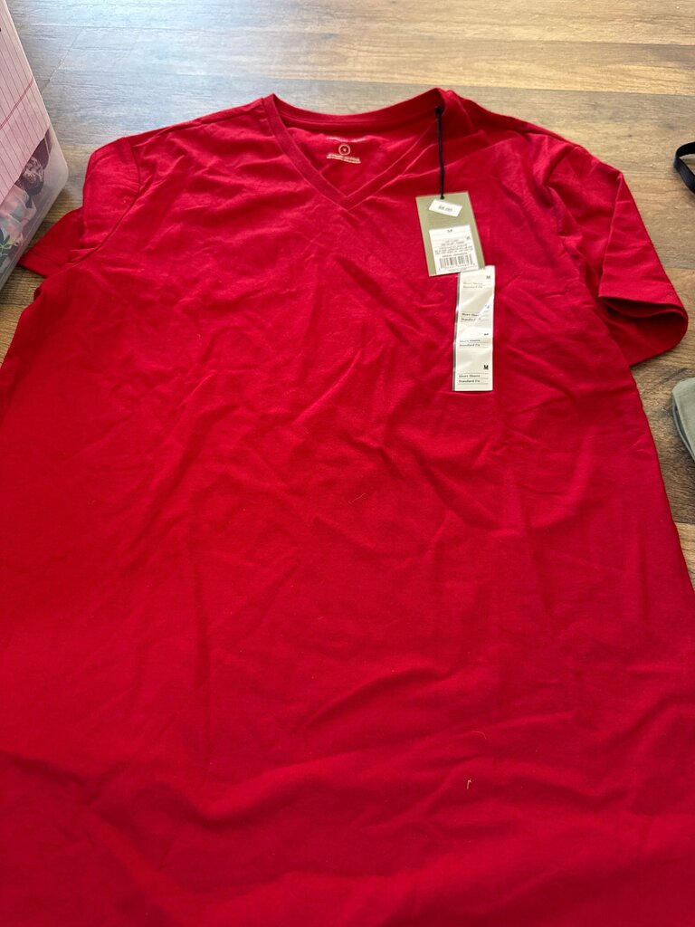 Red Short Sleeve V-Neck T-Shirt